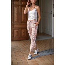 Bacc Kiremit Keten Cepli Düğmeli Boru Paça Havuç Pantolon BCBSK-25700-3394