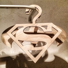 Csd Tasarım Ahşap Mdf Bebek Elbise Kıyafet Çocuk Askısı Sevimli Askılık Bebek Askılığı Süperman 4’lü Set