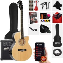 Midex XC-300XNT-AMP Profesyonel AMFİLİ Elektro Akustik Gitar (Amfi Çanta Capo Askı Jak Kablo Pena)