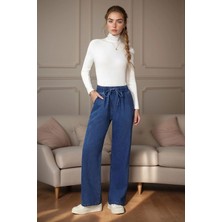 Bacc Mavi Beli Lastikli Bol Paça Cepli Yıkamalı Kot Pantolon BCBSK-25700-KT-0088