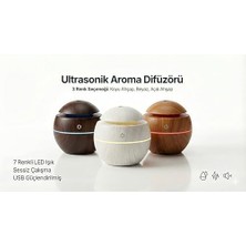 Data Store Store Ultrasonik Hava Nemlendirici ve Aroma Difüzörü - 3 Farklı Renk Seçeneği (Beyaz, Açık ve Koyu Ahşap) - Küre Tasarım Buhar Makinesi, LED Işıklı ve Sessiz Oda Kokusu Yayıcı (Usb) (Beyaz)