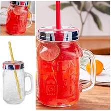 Data Store 2 Adet Pipetli Kapaklı Cam Kupa England Kupa Bardak 490 ml