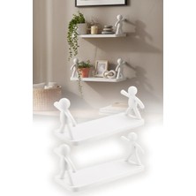 Omilife Çöp Adam Yapışkanlı Banyo Organizer Raf Şampuan Kozmetik Baharat Düzenleyici Dekoratif Raf 2'li