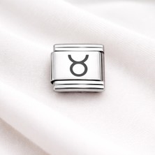 Boğa Burcu Çelik Nomination Charm | Gümüş Burç Charm Paslanmaz Çelik Bileklik Aksesuarı