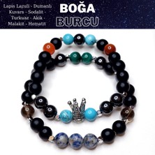 Herkimer Doğaltaş Orijinal Doğaltaş Boğa Burcu Erkek Bileklik Kombini