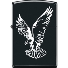 Zippo Flying Eagle Mat Siyah Çakmak Premium Benzinli Rüzgar Geçirmez Özellikli Taşınabilir