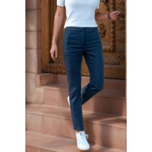 Bacc Lacivert Yüksek Bel Bant Şeritli Kalem Pantolon BCBSK-25700-3186