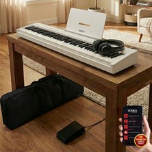 Midex PLX-100WH Taşınabilir Dijital Piyano Tuş Hassasiyetli 88 Tuş Bluetooth Şarjlı (Sustain Pedalı Kulaklık Çanta Metod)