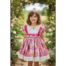 Gala Desenli Saten Kız Çocuk Elbise