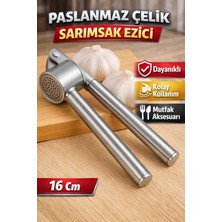 Manosta Paslanmaz Çelik Sarımsak Ezici – Dayanıklı, Kolay Kullanım, Mutfak Aksesuarı 16 cm