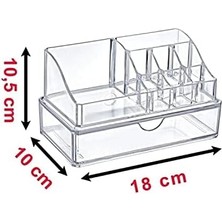 Data Store Deconox 9 Bölmeli Çekmeceli Akrilik Piramit Kozmetik Ürün Düzenleyici, 9 Bölmeli Makyaj Organizeri, Akrilik Pramit Makyaj Organizeri (523)