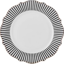 Data Store New Ince Çizgili Pasta Tabağı 21 cm Kırmızı