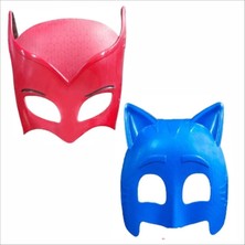 Zenviva Pijamaskeliler Kırmızı Baykuş Kız ve Mavi Kedi Çocuk Maskesi