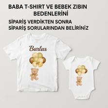 Moda Lime "baba ve Oğul" Özel Tasarım Takım – Balonlu Ayıcık Desenli Tişört ve Zıbın Seti