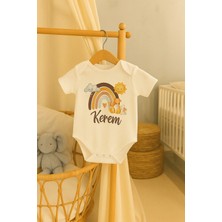 Moda Lime Kişiye Özel Bebek Body - Gökkuşağı ve Hayvan Desenli Isimli Tulum