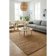 Natura El Dokuma Jüt Bohem Tarz Otantik Salon Oturma Odası Koridor Yatak Odası Natural Halı 00019A