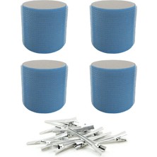 Data Store Croc 1208 Mavi Cırtlı Sünger Bigudi 4lü Çap 6cm + 12LI Alüminyum Saç Pensi