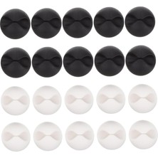 Data Store 20’li Kablo Sabitleme Klipsi Seti | Siyah & Beyaz Kablo Düzenleyici | Masa Üstü, Ofis, Ev ve Tv Kablo Yönetimi Için Yapışkanlı Klipsler