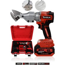 Assur 21V Kömürsüz Motor Akülü Sac Makası Seti - Çift Akülü Çantalı Metal & Tel & Sac Kesim Makası