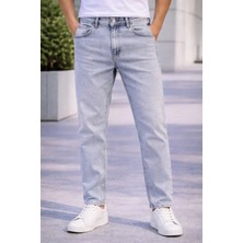 İnce Moda Giyim Erkek Açık Mavi Yıkamalı Slim Fit Jean Pantolon