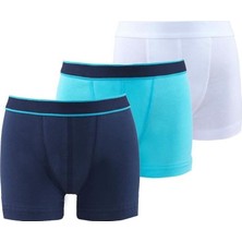 Blackspade Erkek Çocuk Boxer 3'lü Paket 9395 - Lacivert Aqua Beyaz Yumuşak Pamuk Elastan Kumaş