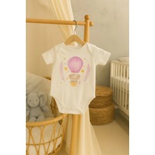 Moda Lime Bebek Body - Pembe Balon ve Sevimli Ayıcık Desenli Organik Pamuk Tulum