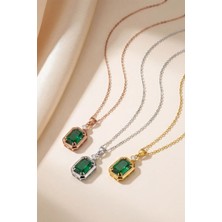 Doğal Pırlantalı 925 Gerçek Gümüş Zümrüt Kolye, Kadınlar Için Özel Gün ve Doğum Günü Hediyesi