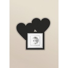 Csd Tasarım Dekoratif Kalpli Duvar Priz Kenarı Süsü Ahşap Priz Çerçevesi