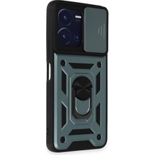 Eco Port Vivo Y35 Kılıf Pars Lens Yüzüklü Silikon - Yeşil