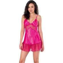 Beruflic Fuşya Kısa Saten Gecelik