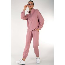 Dreamlike Kadın Uzun Fermuarlı Sportif Jogging Takım Pembe %100 Polyester Sezonsuz Tasarım
