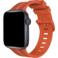 Eco Port Apple Watch 38MM KR408 Çizgili Silikon Kordon - Turuncu