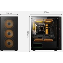 Flamex Aztech Sky Lıne AZT302B 600W Temperli Cam+Mesh 4xrgb Fan+Usb3.0 Gamıng Kasa Sıyah