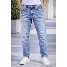 İnce Moda Giyim Erkek Slim Fit Denim Kot Pantolon – Orta Mavi & Açık Mavi Yıkamalı