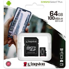 Flamex Kıngston SDCS2/64GB, Canvas, V10, CL10, 100MB/S, Microsd Kart Bellek (Sd Adaptörlü)