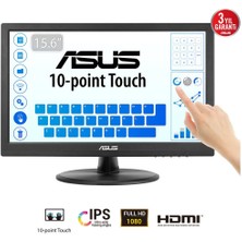 Flamex Asus VT169HE 15.6&amp;quot; 5ms, 60Hz, Dokunmatik, Hdmı, D-Sub, Düşük Mavi Işık, Freesync, IPS