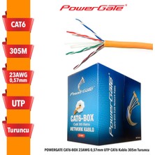 Flamex Powergate Cat6-Box-Or, 23AWG, 0,57MM, Utp, Cat6 Kablo, 305M, Turuncu