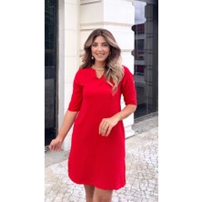 Yeşil Sarmaşık Kadın Fakir Kol V Yaka Aerobin Elbise