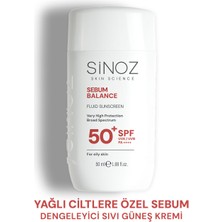 Sinoz SPF50+ Yağlı Ciltlere Özel Sıvı  Güneş Kremi - Yeni Nesil Güneş Filtreleri Ile Hibrit Formül 50 ml