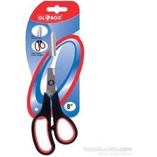 Globox 8 inç Orta Büro Makası Siyah Kırmızı Renk Ofis Araç Gereçleri İçin İdeal