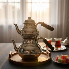 Bakır El Dövme Kordonlu Çaydanlık