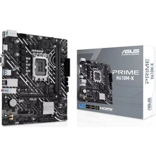 Flamex Asus Prıme H610M-K, 2xddr5, M.2, D-Sub, Hdmı, 12-13.14.nesil, LGA1700 Soket, Anakart