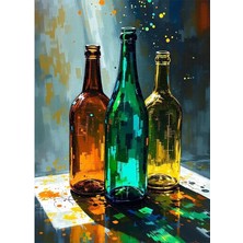 Bedeko Boş Şişeler Mdf Ahşap Tablo