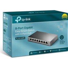 Flamex Tp-Lınk TL-SG108PE, 8 Port, Gigabit, 4 Port Poe 64W, Easy Smart, Yönetilebilir, Metal Kasa, Masaüs