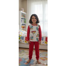 Cubbux Kız Çocuk Pamuklu Uzun Kol Desenli Kaliteli Pijama Takımı