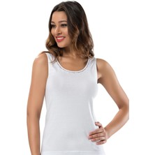 Erdem Kadın Beyaz Yakası Işlemeli Kalın Askılı 6'lı Paket Ribana Atlet 2109