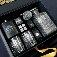Hediyemen Gold Label Özel Tasarım Viski Seti – Lüks Siyah Kutuda