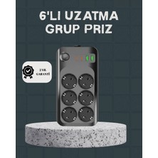 Shopwave Termal Akım Korumalı 6’lı Uzatma Priz USB Type-C Hızlı Şarj 2500W