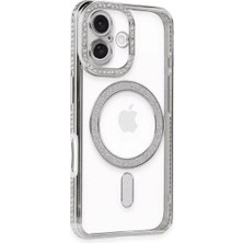 Eco Port Iphone 16 Kılıf Joke Simli Magneticsafe Kılıf - Gümüş