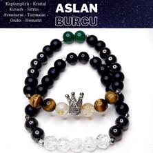 Herkimer Doğaltaş Orijinal Doğaltaş Aslan Burcu Erkek Bileklik Kombini